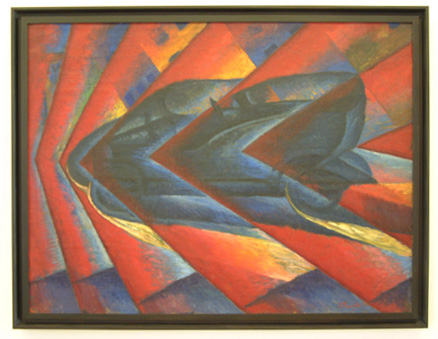 未來主義畫家魯索羅(Russolo) 的「一輛樂觀的汽車」1911年。