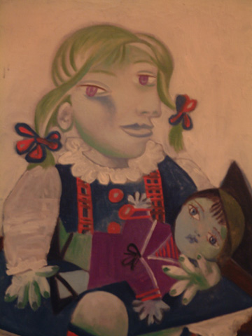 玩著洋娃娃的馬雅( Maya a la poupee) 1938年 73x60公分。