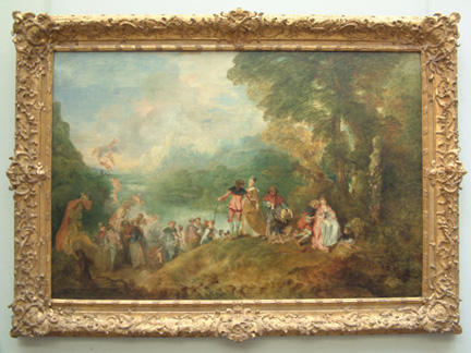 華鐸( Watteau ) 著名的「到西戴島朝聖」在這充滿詩情畫意的作品裡， 一雙雙一對對的情侶結伴到西戴島朝聖之浪漫故事。